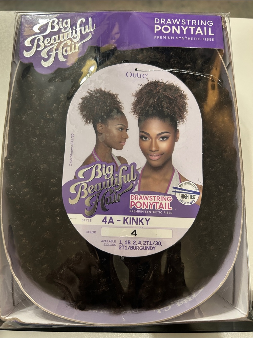 Outre Big Beautiful Hair Drawstring Ponytail 4A Kinky - Color 4 (Dark Brown)